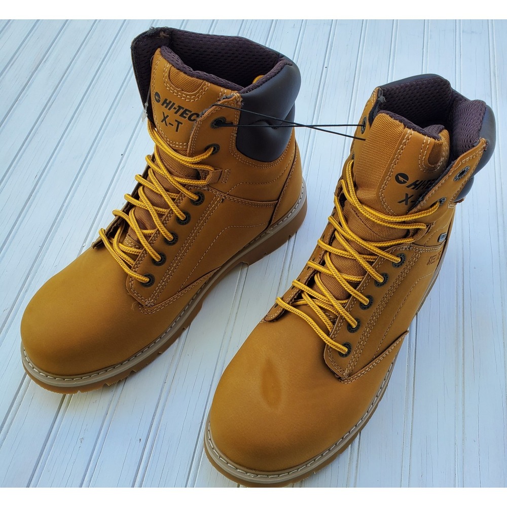 NWT HI-TEC Men's Axel Steel Toe Waterproof Brown Work Boots Slip Resistant Sz 10